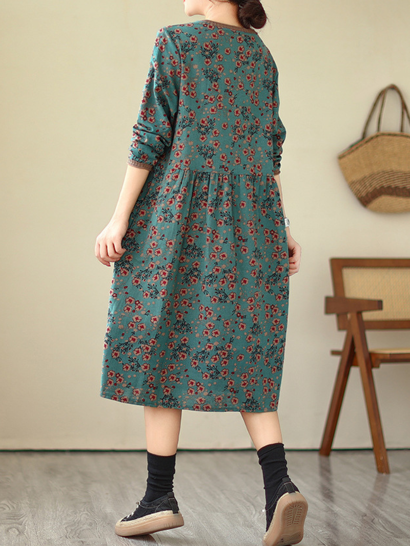 Floral midi smocked dress