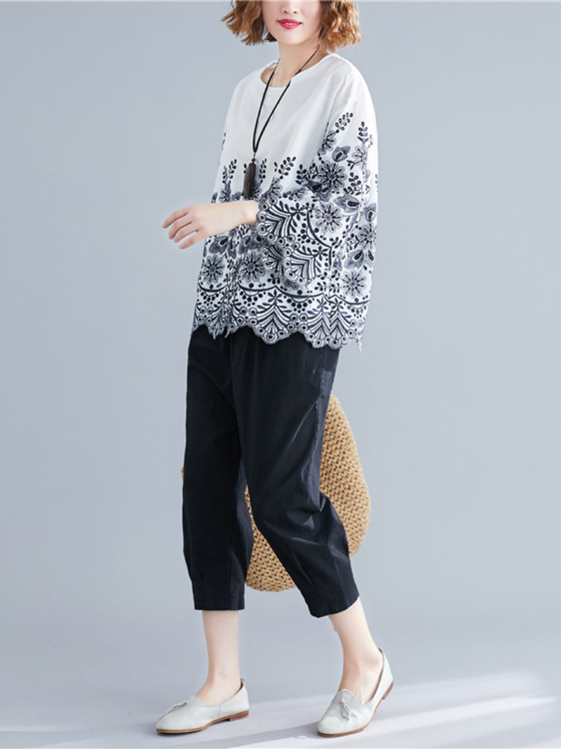 Floral Women's Round Neck Top