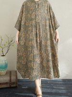 Serene Weekend Floral Dress — Cotton Linen Ease with Relaxed Elegance