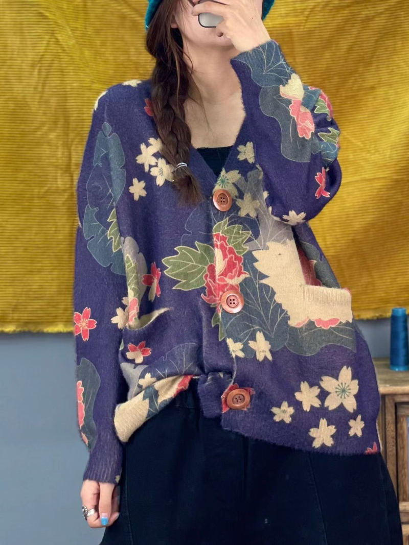 Women's Printed knitted Cardigan