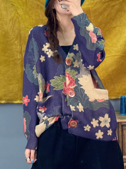 Women's Printed knitted Cardigan