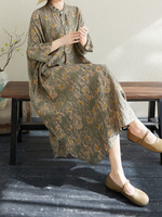 Serene Weekend Floral Dress — Cotton Linen Ease with Relaxed Elegance