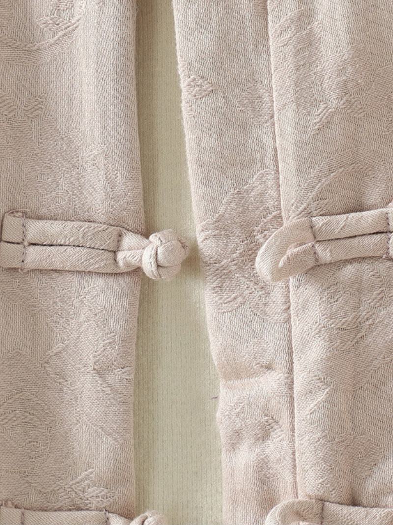 Mandarin-Collar Cotton&Flax Jacquard Jacket, Elegant Women’s Winter Outerwear