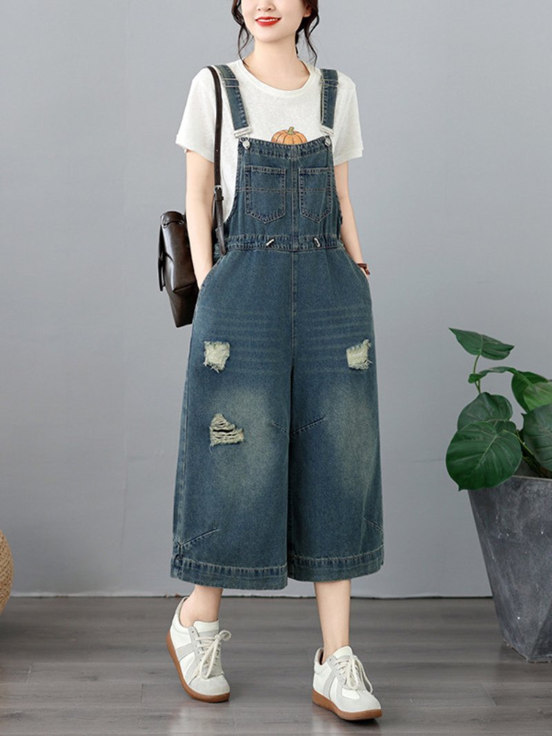 Confidence-Boosting Weekend Denim Overalls with Wide-Leg Crop and Effortless Fit