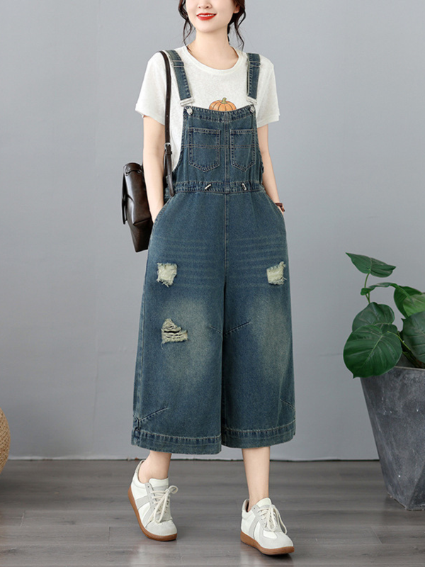 Confidence-Boosting Weekend Denim Overalls with Wide-Leg Crop and Effortless Fit