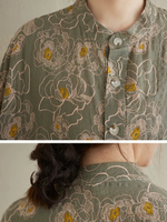 Serene Weekend Floral Dress — Cotton Linen Ease with Relaxed Elegance