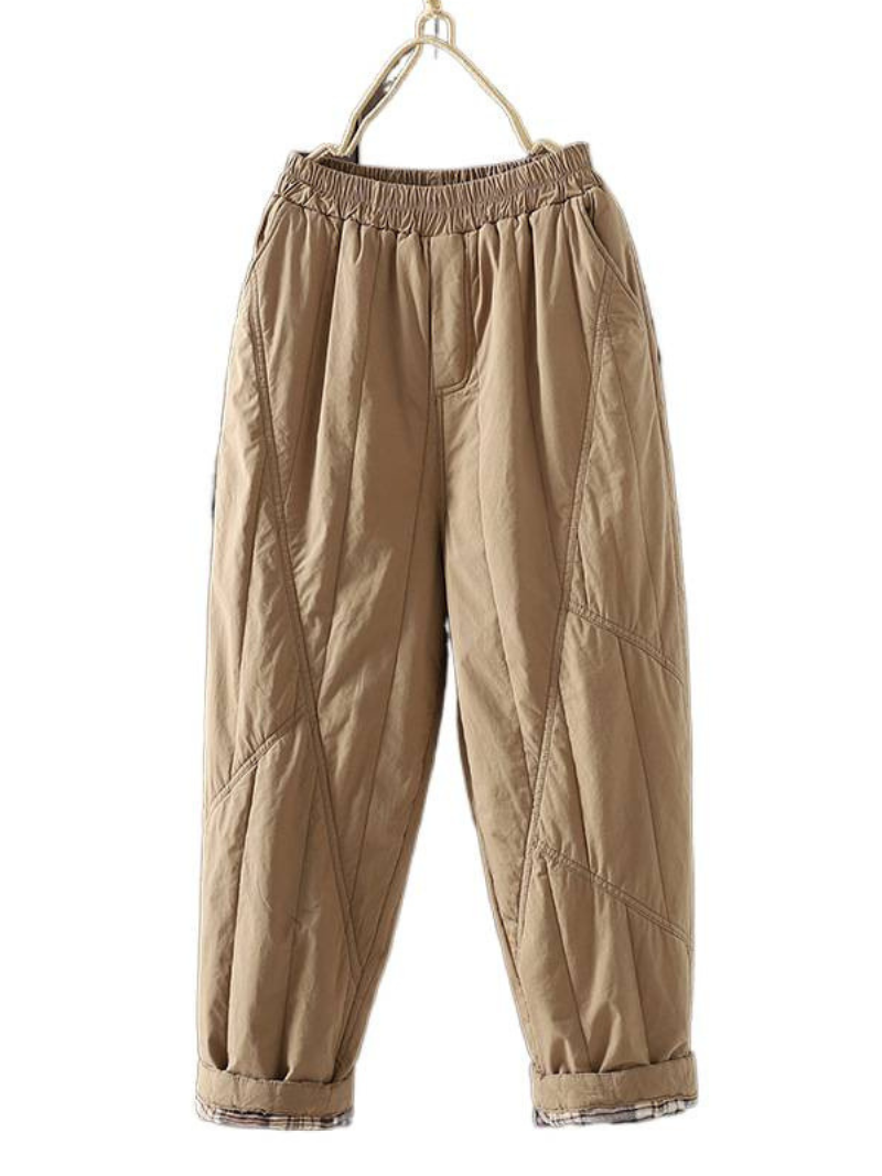 Chic Quilted Women's Cotton Pants with Elastic Waist and Cuffs