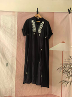 Women's Flower Embroidered Trumpet Sleeves A-Line Dress