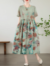 women vintage long dress; lady fashion dress; floral dress