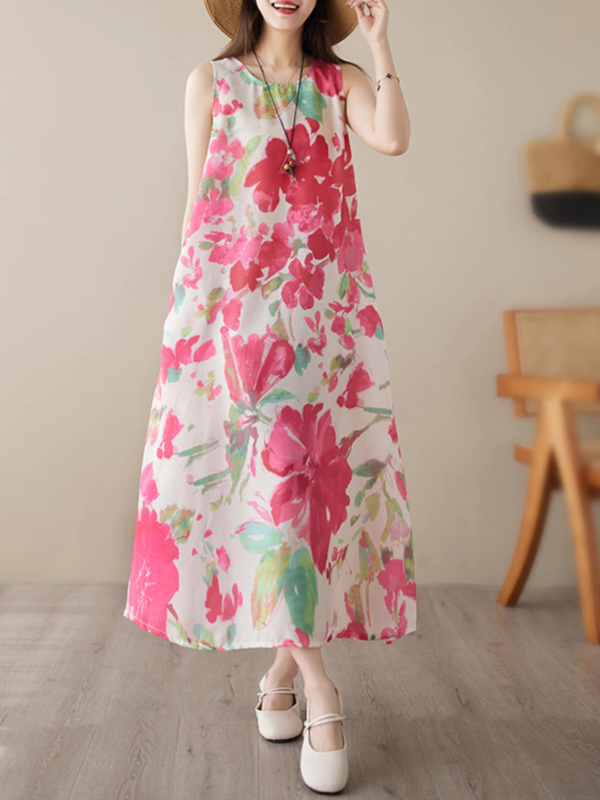 Women's  Pocket Floral A-Line Dress