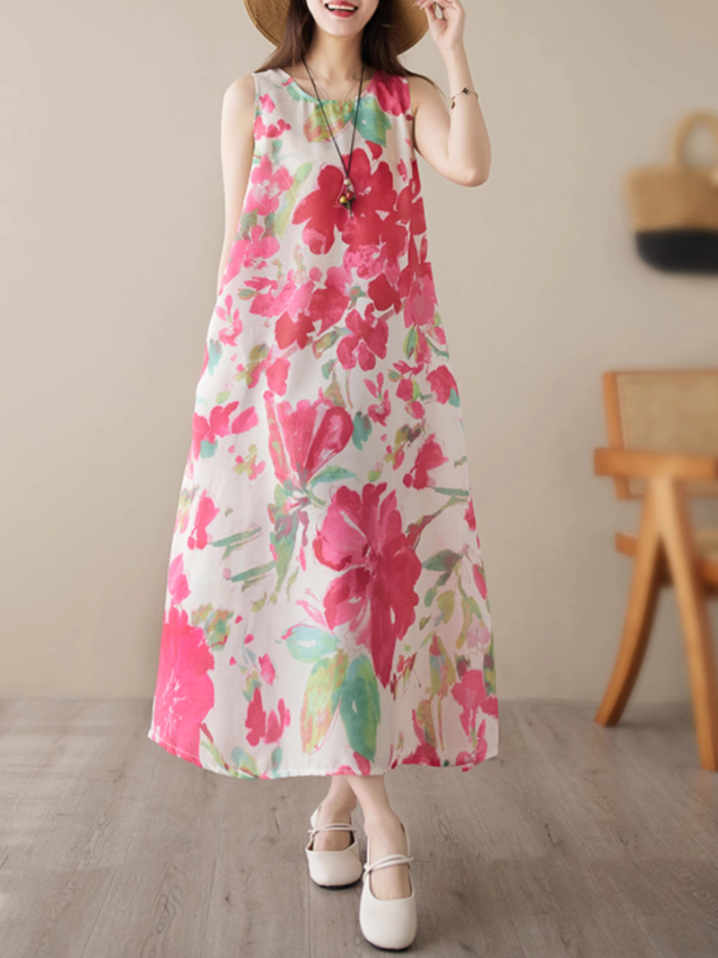 Women's  Pocket Floral A-Line Dress