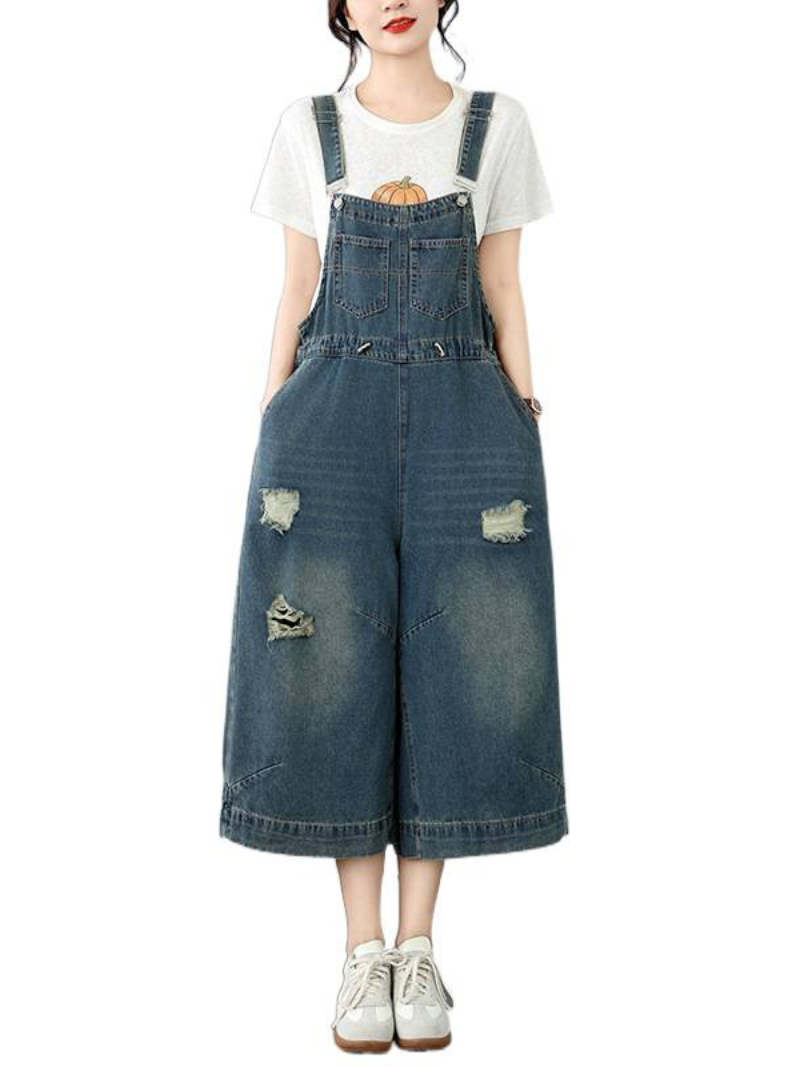 Confidence-Boosting Weekend Denim Overalls with Wide-Leg Crop and Effortless Fit