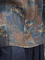 Artful Patchwork Oversized Tunic Blouse in Rayon Blend, Boho Chic