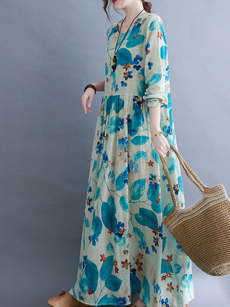 Sunlit Strolls Maxi Dress — Flowy Cotton-Linen, Effortlessly Flattering Everyday Elegance