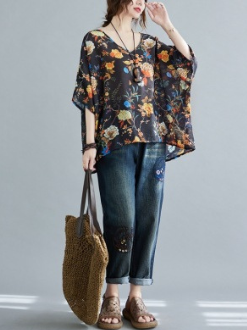  Women's Big Flower Tops