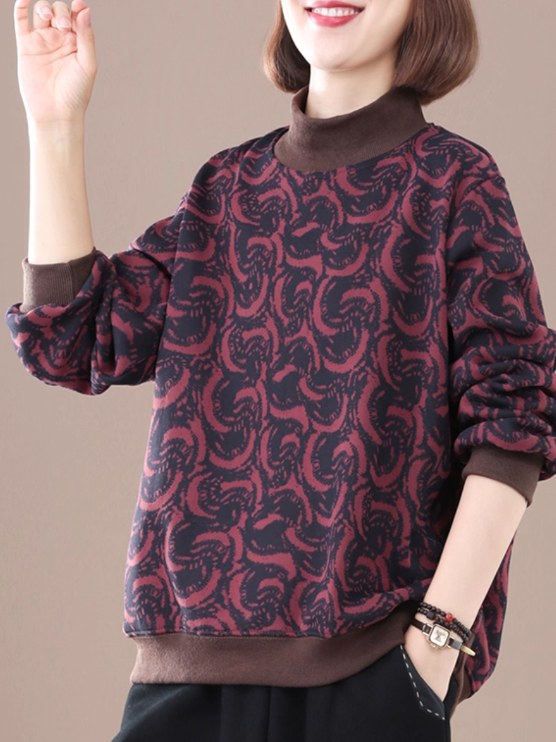 Abstract Swirl Print Relaxed Sweatshirt, Chic Everyday Pullover for Women