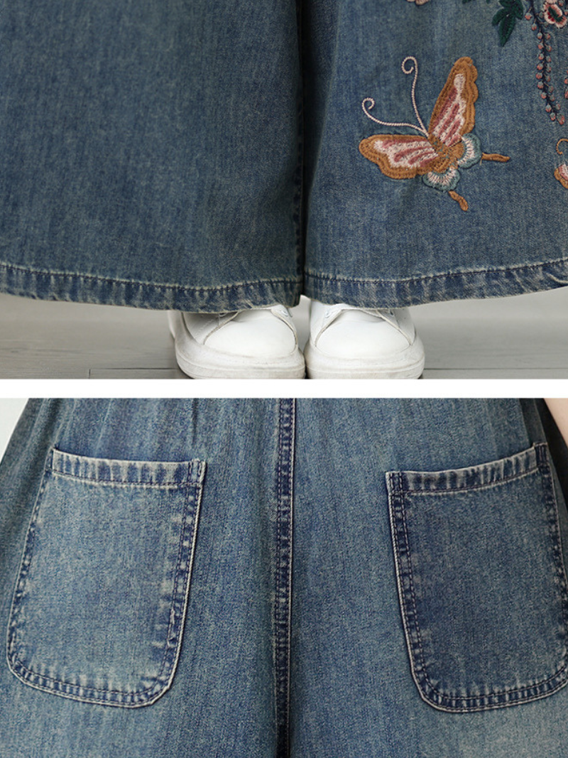 Women's All-Day Comfort and Stylish Embroidery Loose Bottom