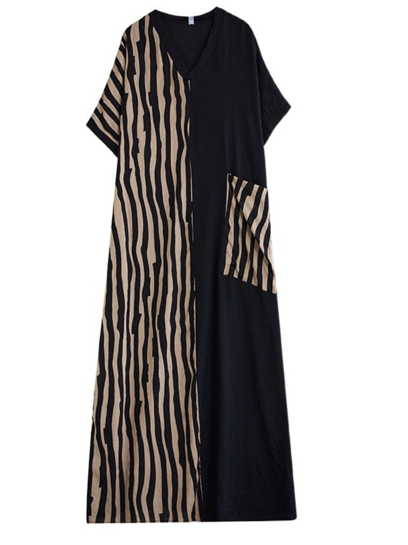 Front boutonnée d'été pour femmes grandes poches Kaftan robe