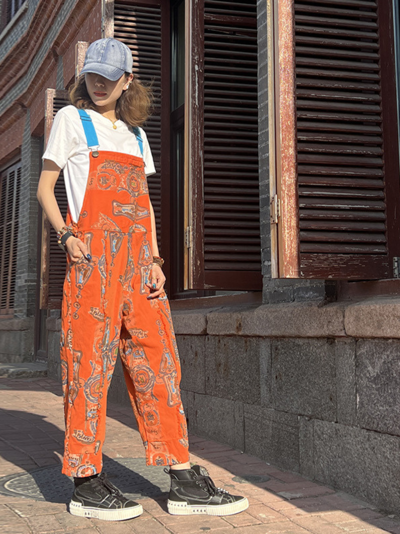 Women's Loose Orange Dungaree 