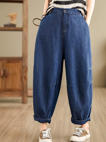 Damen Retro Lockere Lässige Hose mit weitem Bein