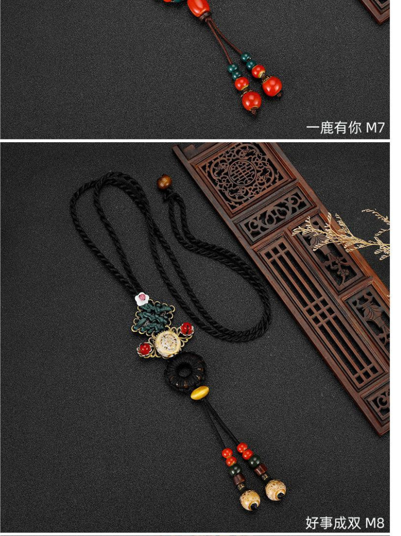 Chine esthétique de style ethnique Chaîne Rétros Retro Retro tissé de style chinois Collier en céramique Pendentif