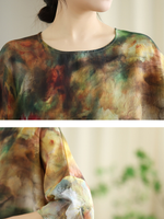 Artful Weekend Blouse — Chiffon Floral Top with Effortless, Flattering Drape