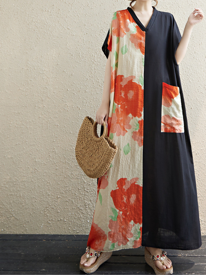 Women's Summer  Smock Style Printed Kaftan Dress.