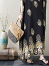 Women's Summer Embroidered Printed High Waist Kaftan Dress