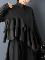 Day-to-Night Confidence Ruffle Blouse with Asymmetrical Cascade and Effortless Fit
