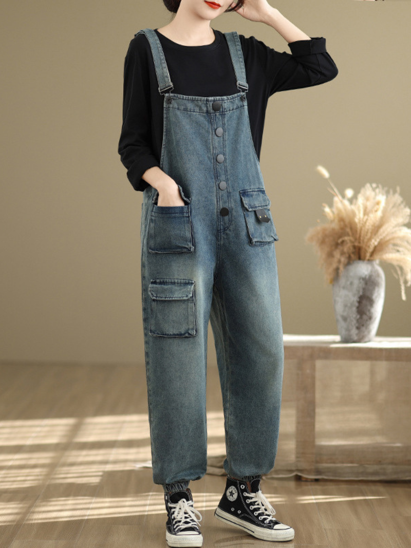 stylish with these Three-Dimensional Pocket Dungarees