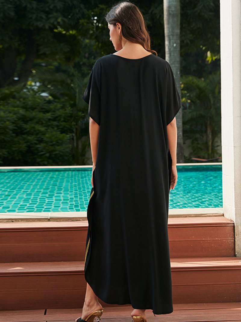 Réconfort des femmes et élégance Broidered Holiday Loose Kaftan Robe