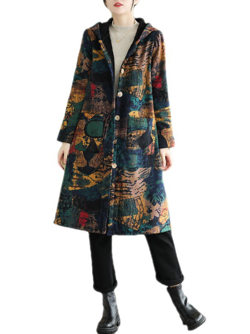 Women's Button-up Hooded Coat