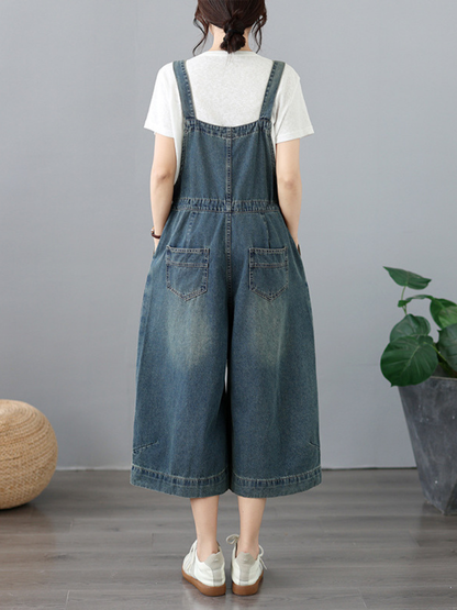 Confidence-Boosting Weekend Denim Overalls with Wide-Leg Crop and Effortless Fit