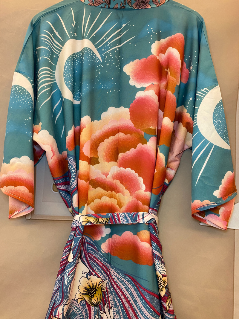 Elegant Silk Floral Kimono with belt