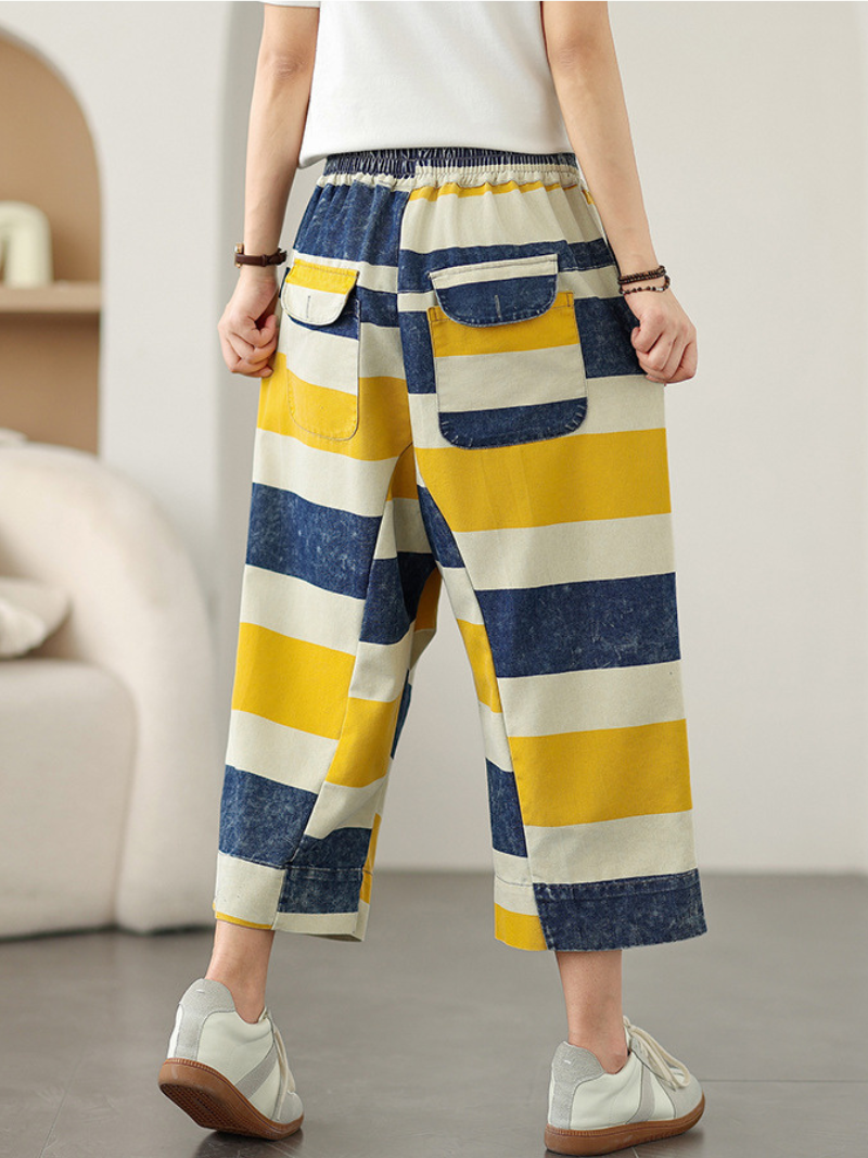 Women's Soft Elastic Waist Stripes Bottom