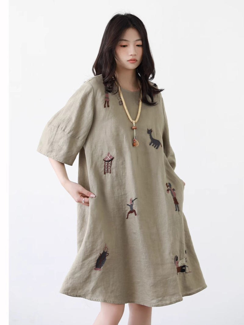 Women's short sleeves A-line Dress