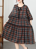 Weekend-Ready Plaid Dress — Airy Cotton Linen, Effortless and Flattering Style