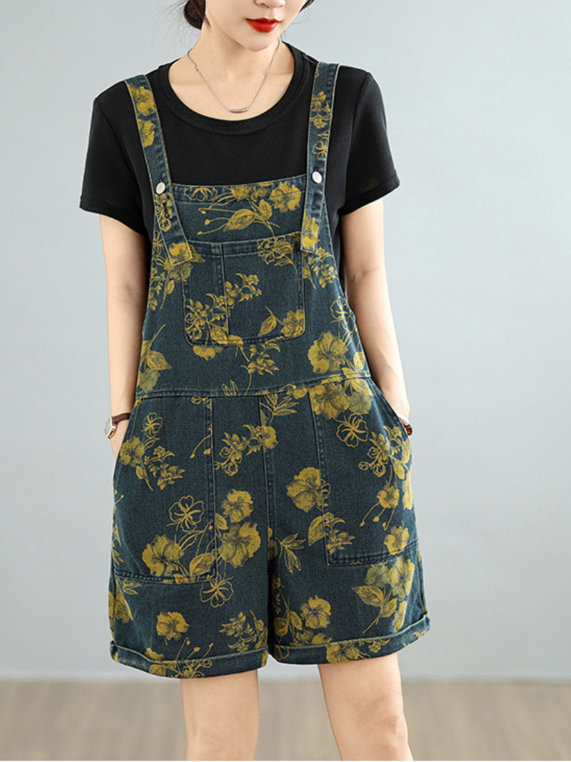 Women's Comfortable Pocket Printed Style Dungaree