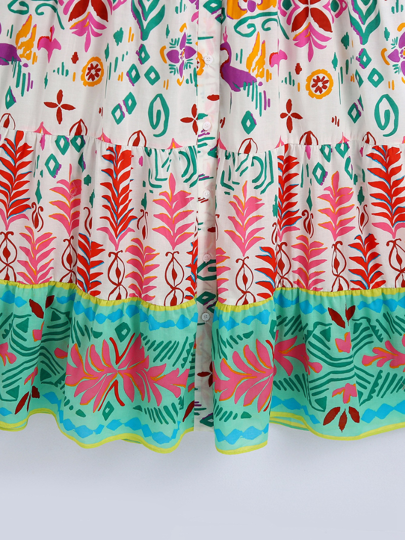 Women's Summer Long Sleeves Printed Smock Dress | Eva Trends
