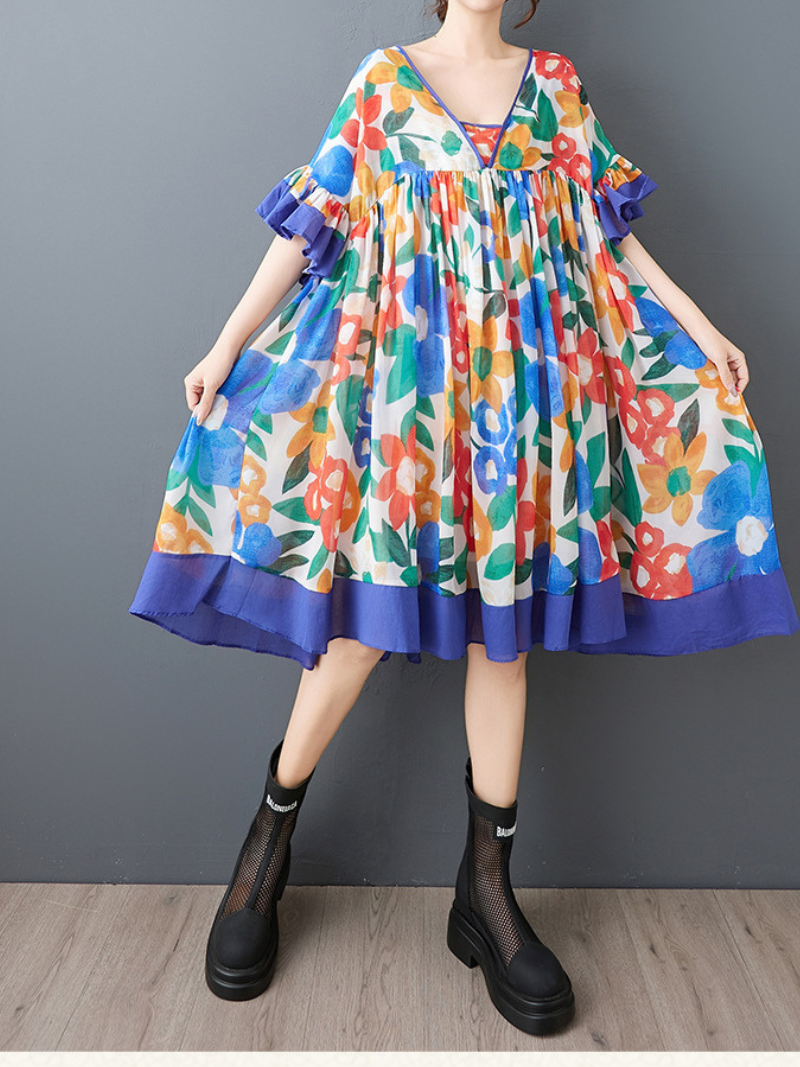 Summer Floral Midi Dress for Women