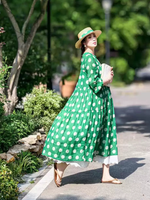 Polka Dot Tiered Midi Dress in Breathable Cotton Blend Elegance