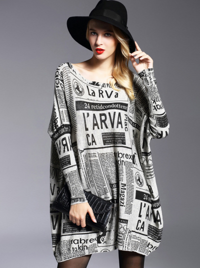 Women's  Gray Printed Sweater