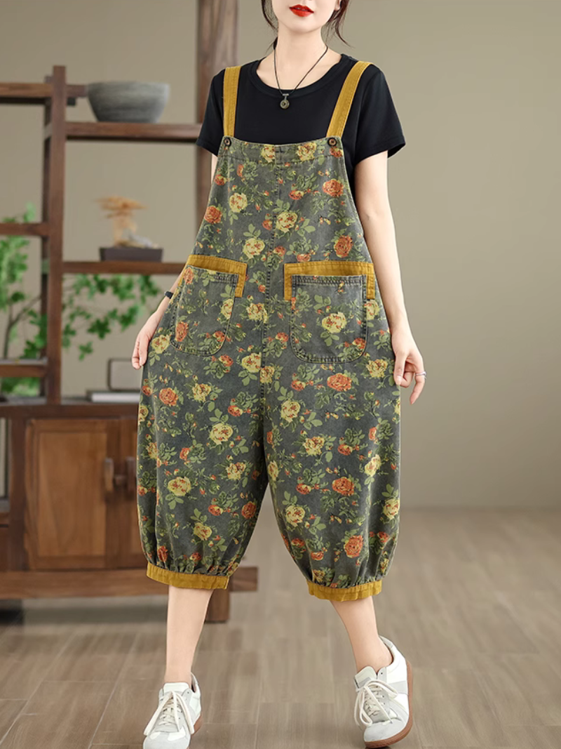 Women's Casual & Perfect Denim Cropped Pant Style Overall Dungaree