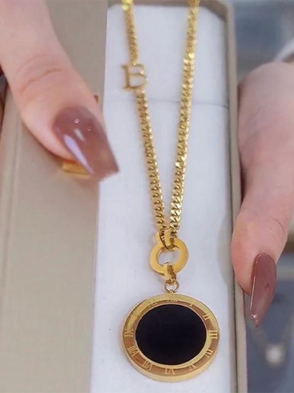 Collar de lujo de la cadena de suéter de acero de titanio de moda accesorios para mujeres