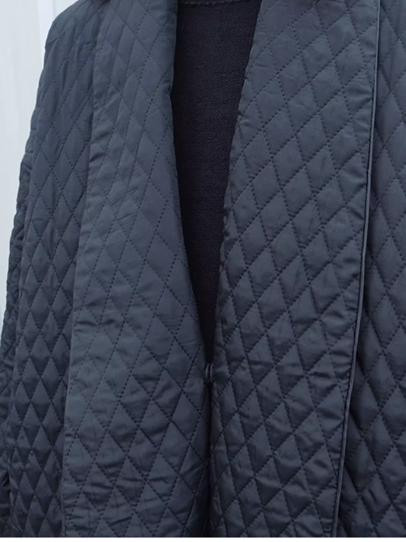 Oversized Quilted Duster Coat in Minimal Silhouette, Luxe Winter Essential