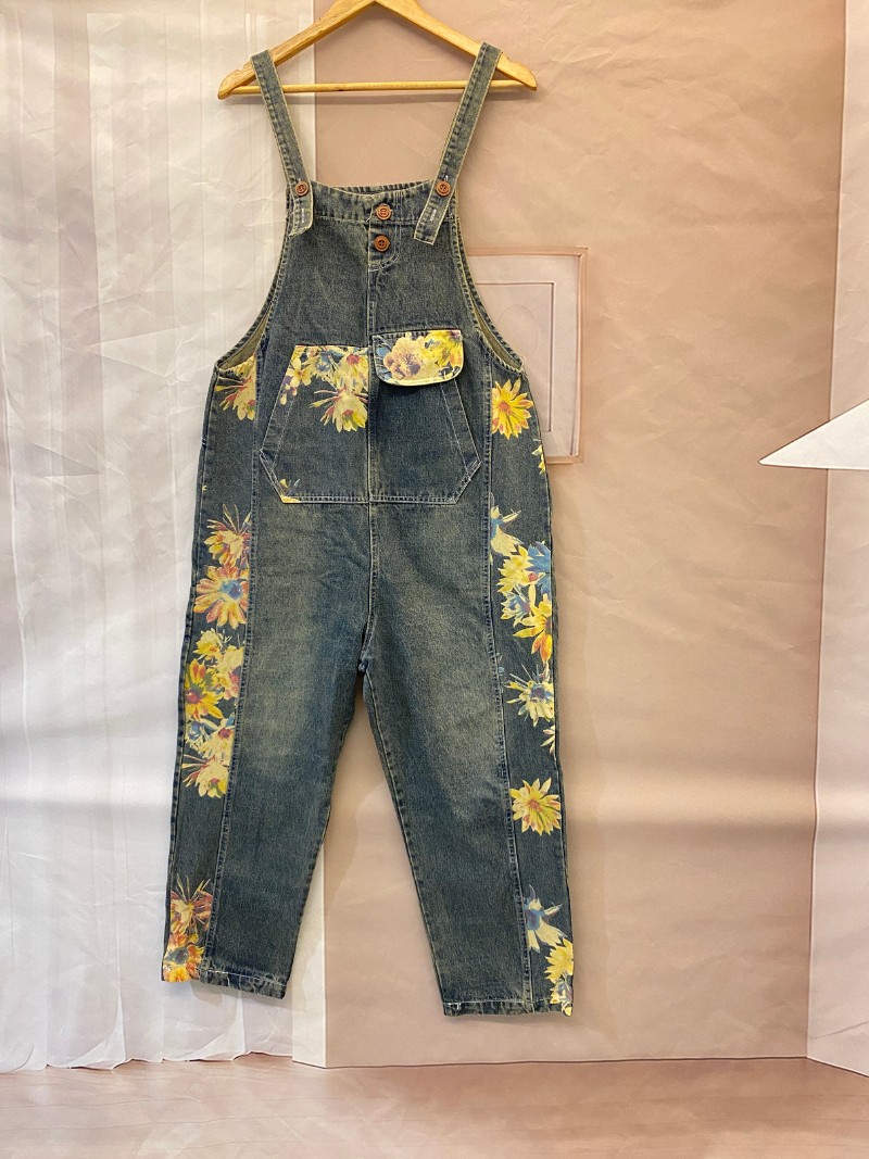 Chic Floral Denim Dungarees