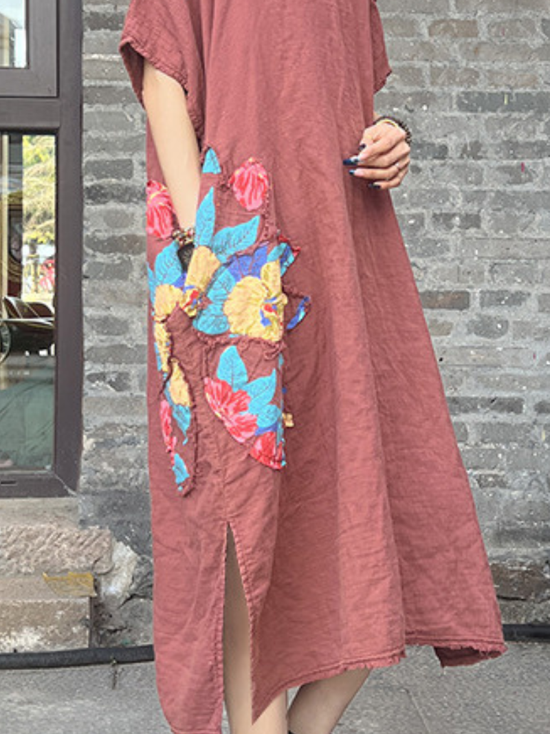 Women's Summer Stylish Patch Side Pocket  A-Line Dress