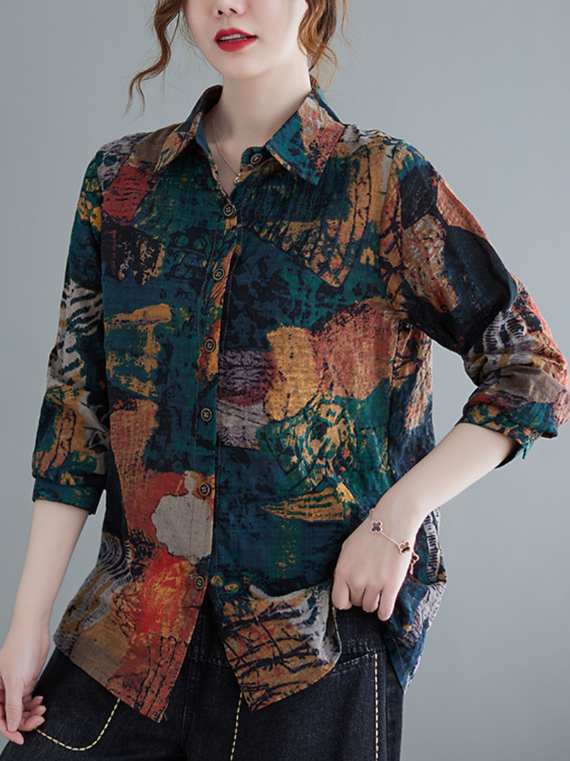 Chemise à col de polo boutonnée décontractée de femme