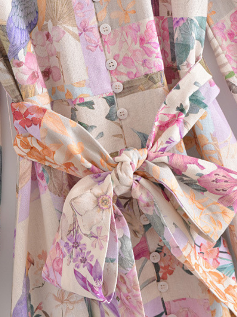 Robe de chemise à ceinture imprimée à chaque fille élégante de chaque élégante