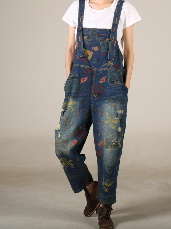 Elegant Women's Boho Denim Cotton Overall Dungarees | Eva Trends